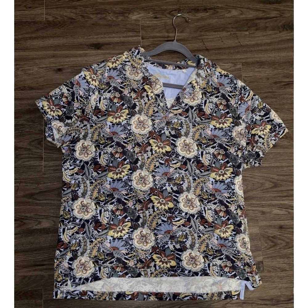 Stenströms Shirt Mens L Floral Print Cotton Short Sleeve Button Up Tropical